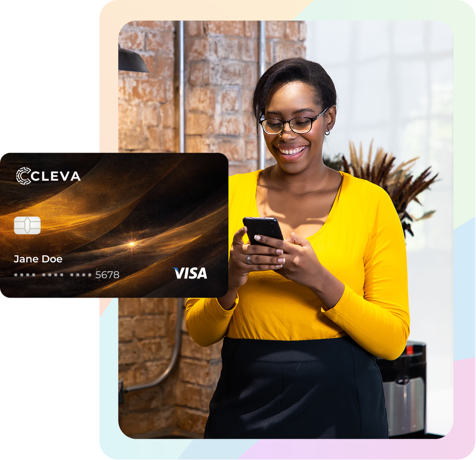 A lady holding black cards